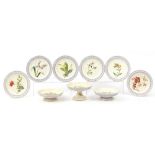 Copeland, Victorian nine piece desert service comprising three comports and six plates, each