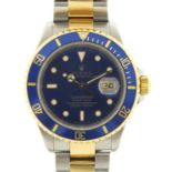 Rolex, gentlemen's Submariner gold and stainless steel automatic wristwatch with box and