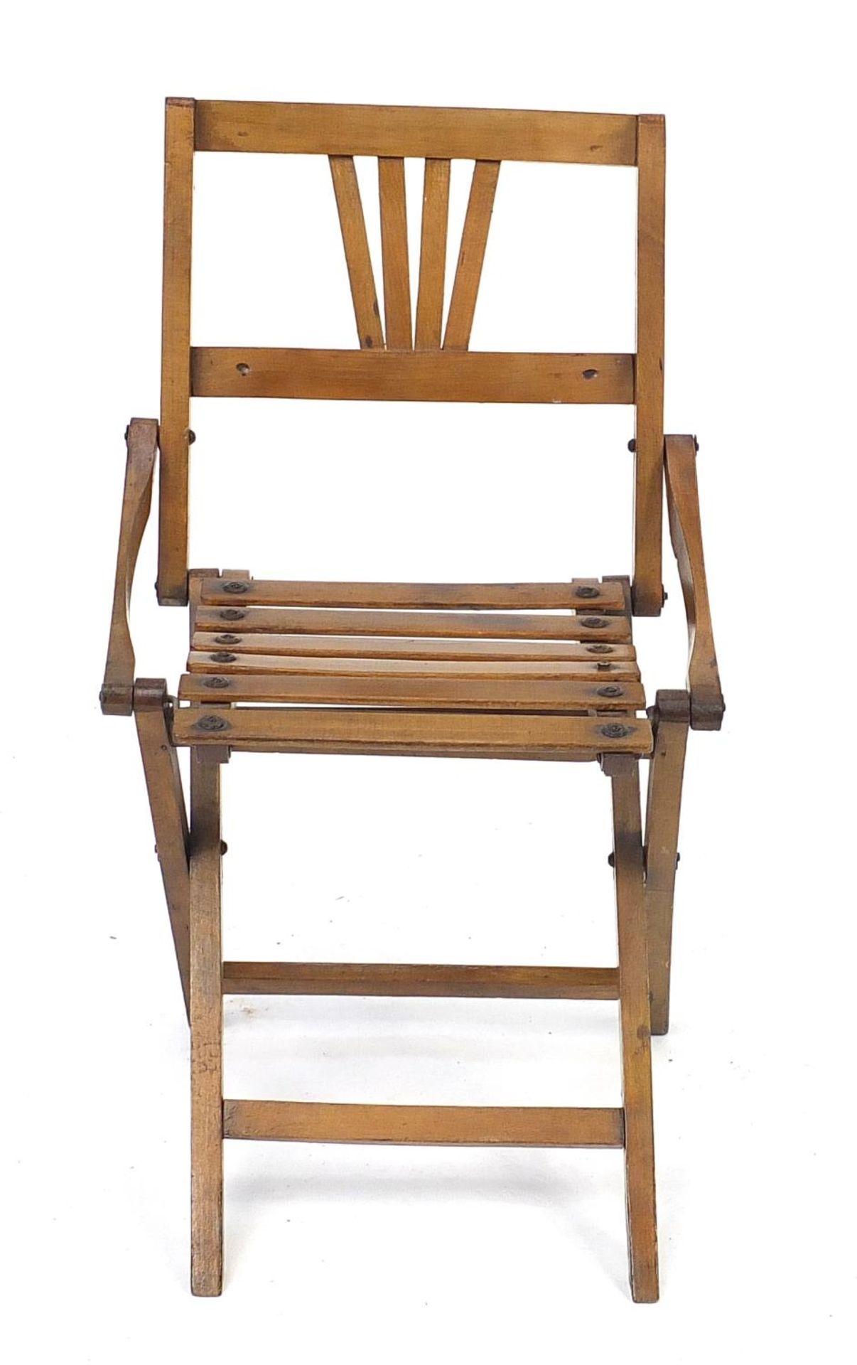 Campaign style hardwood folding child's chair, 55cm high :For Further Condition Reports Please Visit - Image 2 of 4