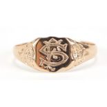 Edwardian 9ct rose gold signet ring, hallmarked Birmingham 1914, size Q, 1.2g :For Further Condition