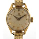 Omega, vintage ladies 9ct gold wristwatch housed in a J W Benson box, 19mm in diameter :For