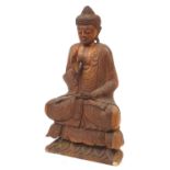 Large Burmese carved wood figure of Buddha, 101cm high :For Further Condition Reports Please Visit