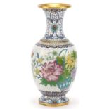 Chinese cloisonné baluster vase enamelled with a butterfly amongst flowers, 31cm high :For Further