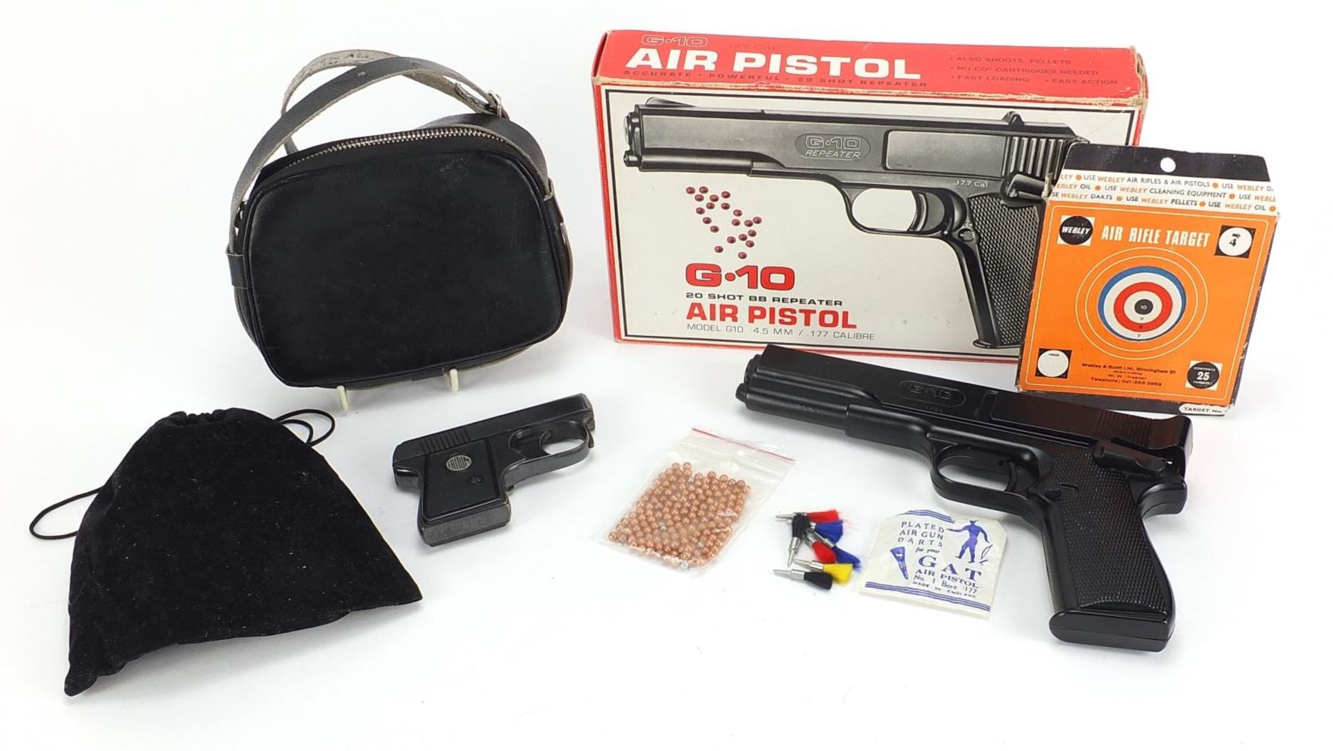 G.10 twenty shot BB repeater .177 cal air pistol with box and a Fritum starting pistol :For