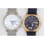 Two gentlemen's Fossil wristwatches with boxes and paperwork models FS5435 and FS4835 :For Further