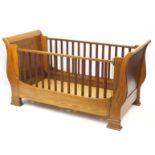 Simon Horn, medium oak cot, 93cm H x 180cm W x 82cm D