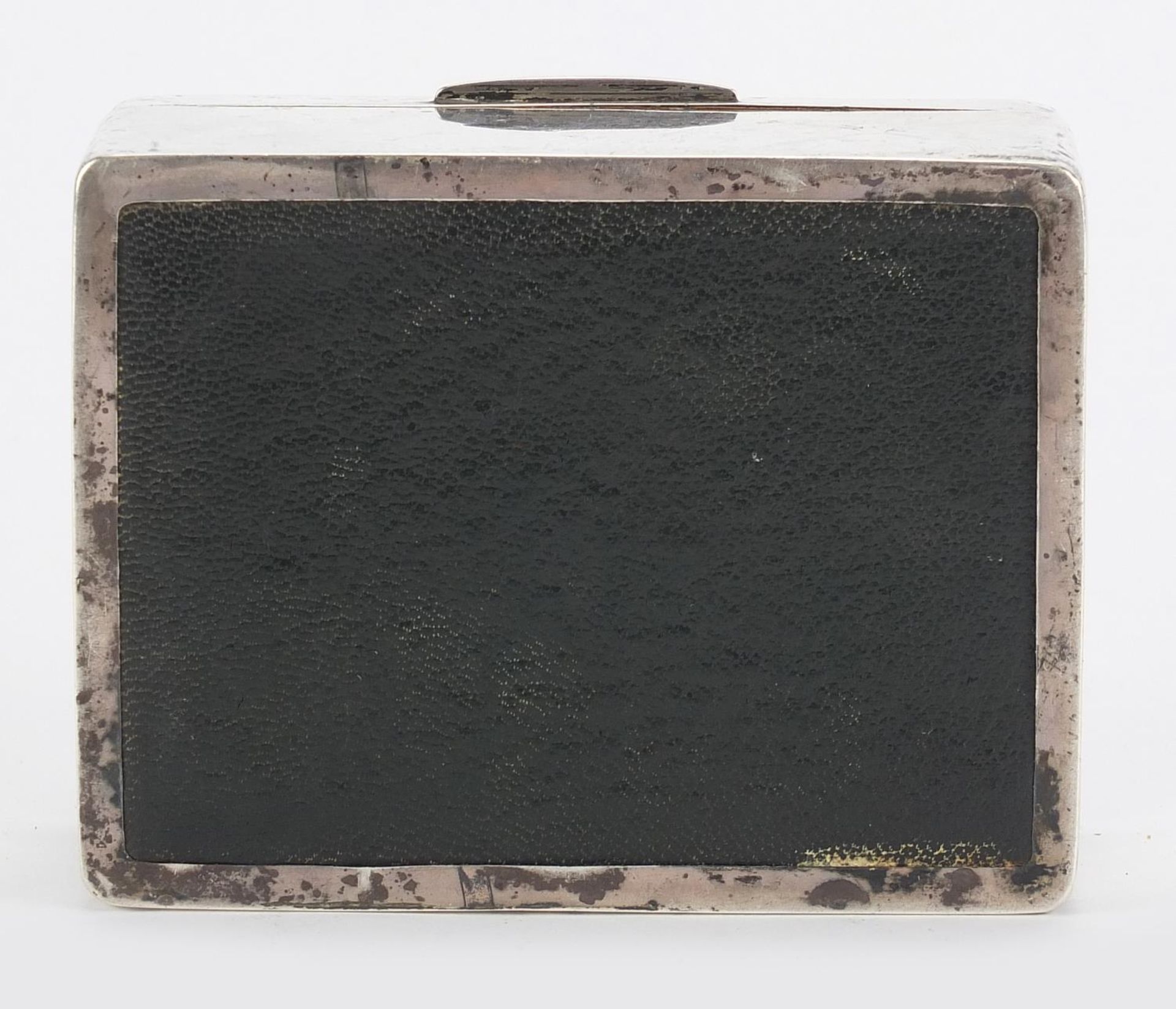 William Neale, George V rectangular silver cigarette box, the hinged lid with engine turned - Image 5 of 5