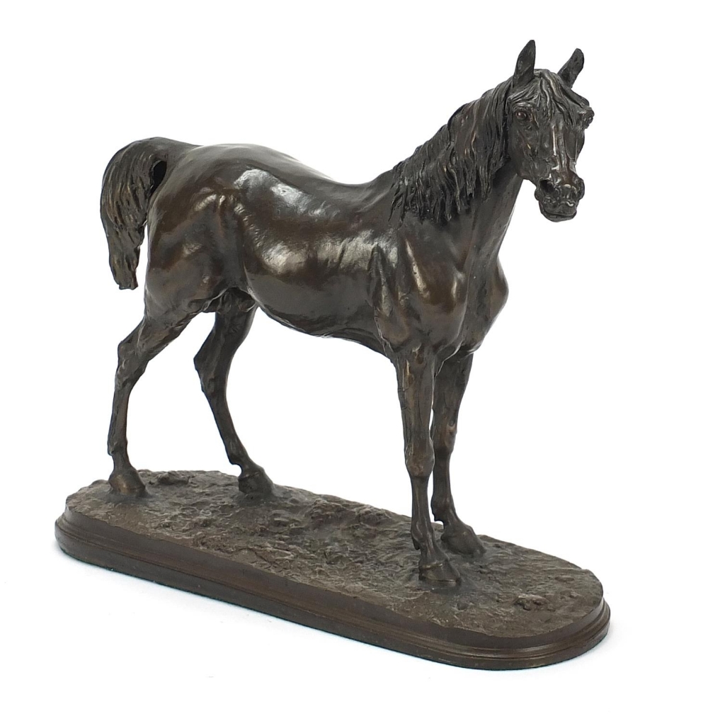 Large modern bronzed study of a horse, 35cm wide :For Further Condition Reports Please Visit Our