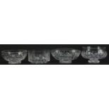 Four crystal bowls comprising two Waterford and two Stuart, the largest 25cm wide :For Further