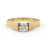 9ct gold diamond solitaire ring, size R, 2.1g :For Further Condition Reports Please Visit Our