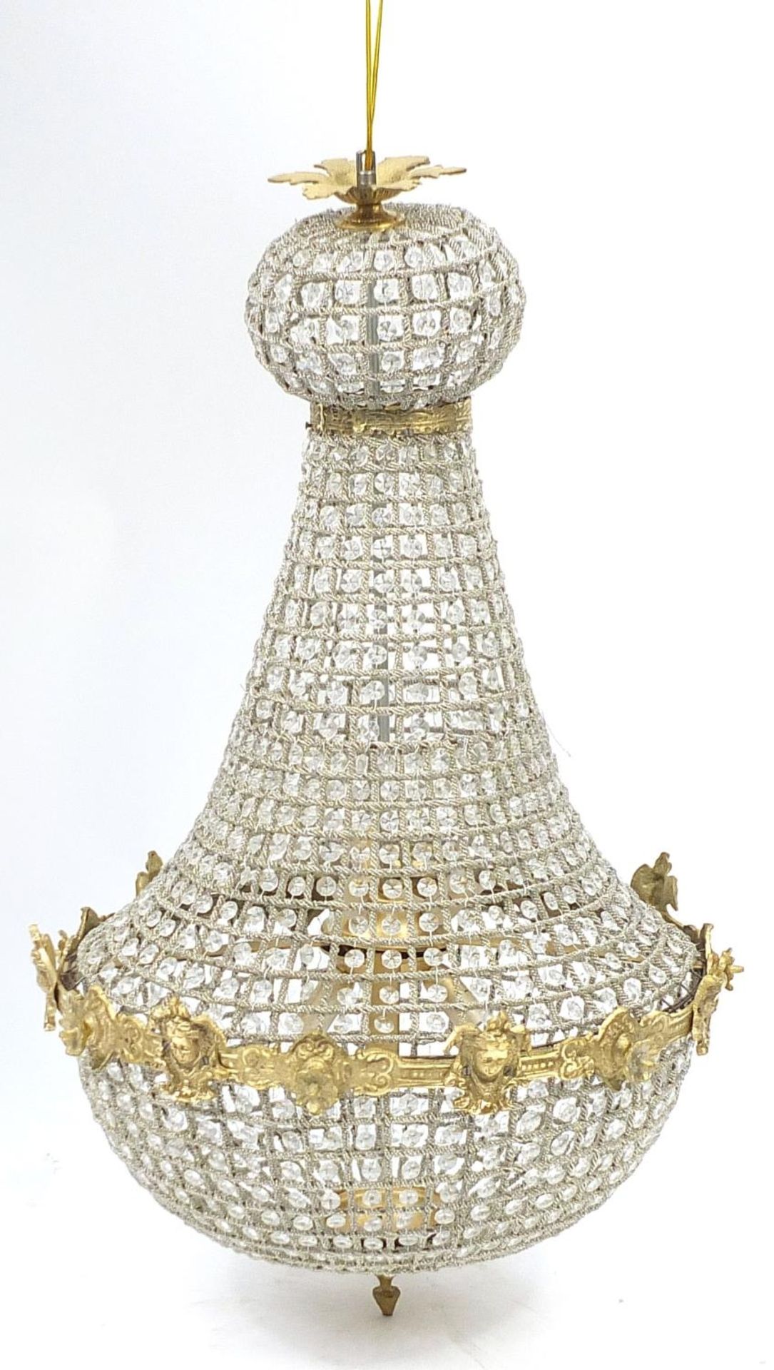 Large classical gilt metal chandelier, 90cm high :For Further Condition Reports Please Visit Our