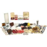 Collection of vintage and later costume jewellery including necklaces, Globa wristwatch and earrings