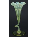 Attributed to James Powell & Sons, large Art Nouveau vaseline glass floriform vase, 26cm high :For
