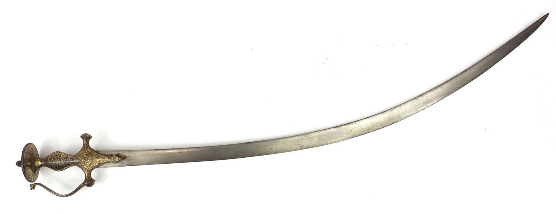 Indian Talwar sword with damascene handle, 94.5cm in length :For Further Condition Reports Please - Image 2 of 4