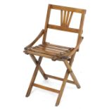Campaign style hardwood folding child's chair, 55cm high :For Further Condition Reports Please Visit