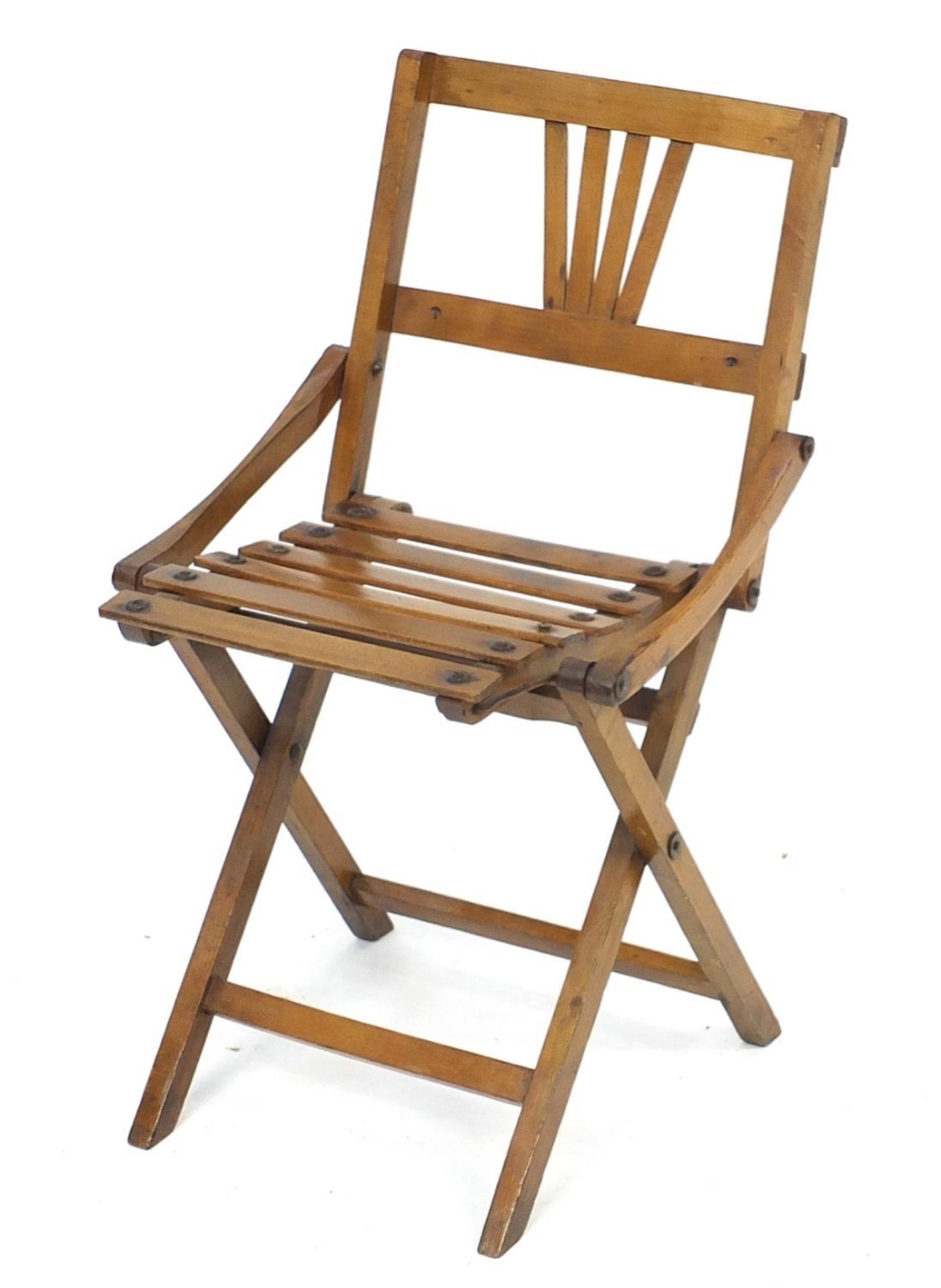 Campaign style hardwood folding child's chair, 55cm high :For Further Condition Reports Please Visit