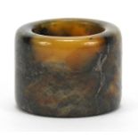 Chinese hardstone archer's ring, 3.5cm in diameter :For Further Condition Reports Please Visit Our