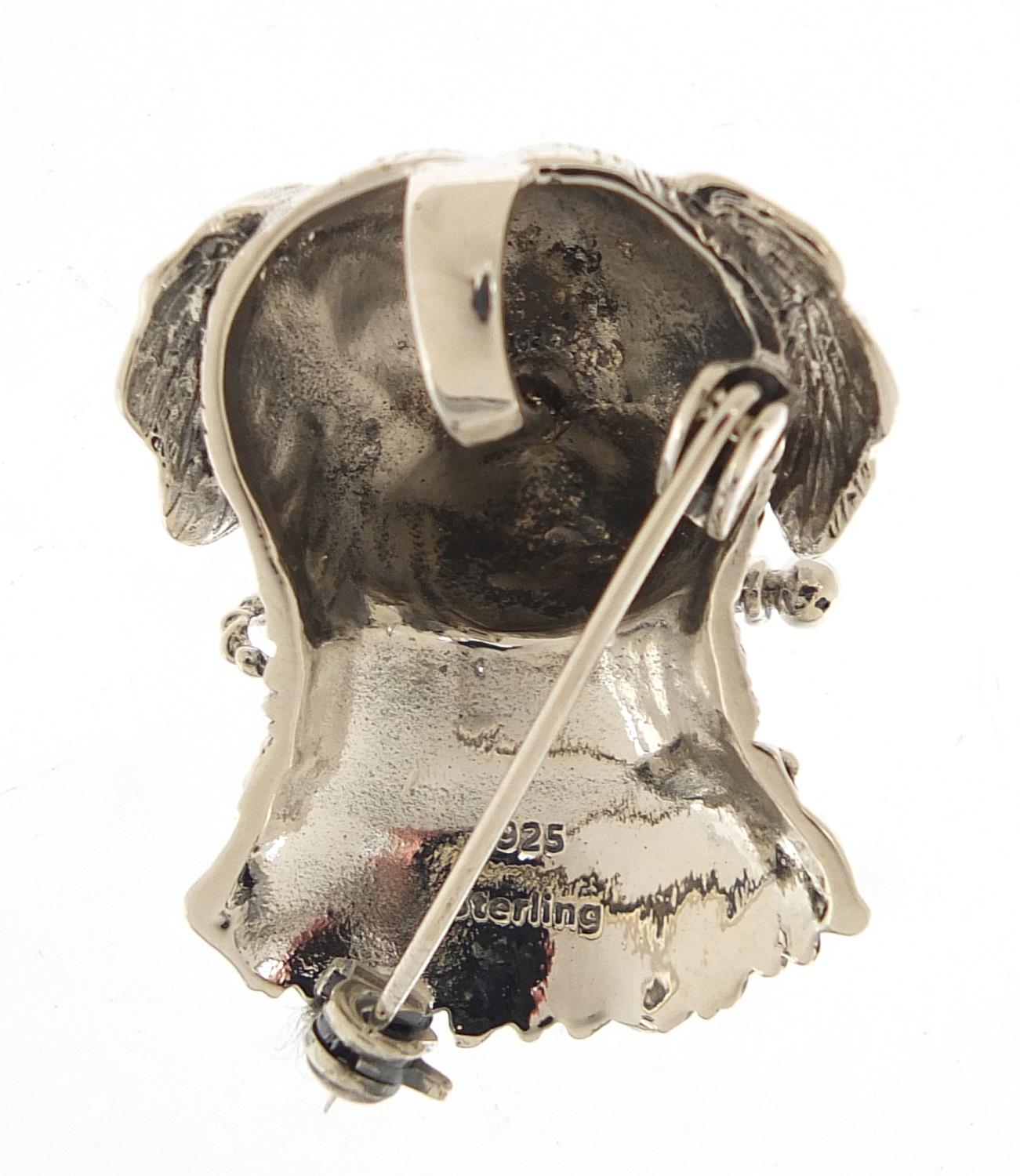 Sterling silver dog head pendant brooch, 3cm high, 12.8g :For Further Condition Reports Please Visit - Image 2 of 3