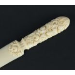 Victorian carved ivory page turner finely carved with foliage, 24.5cm in length :For Further