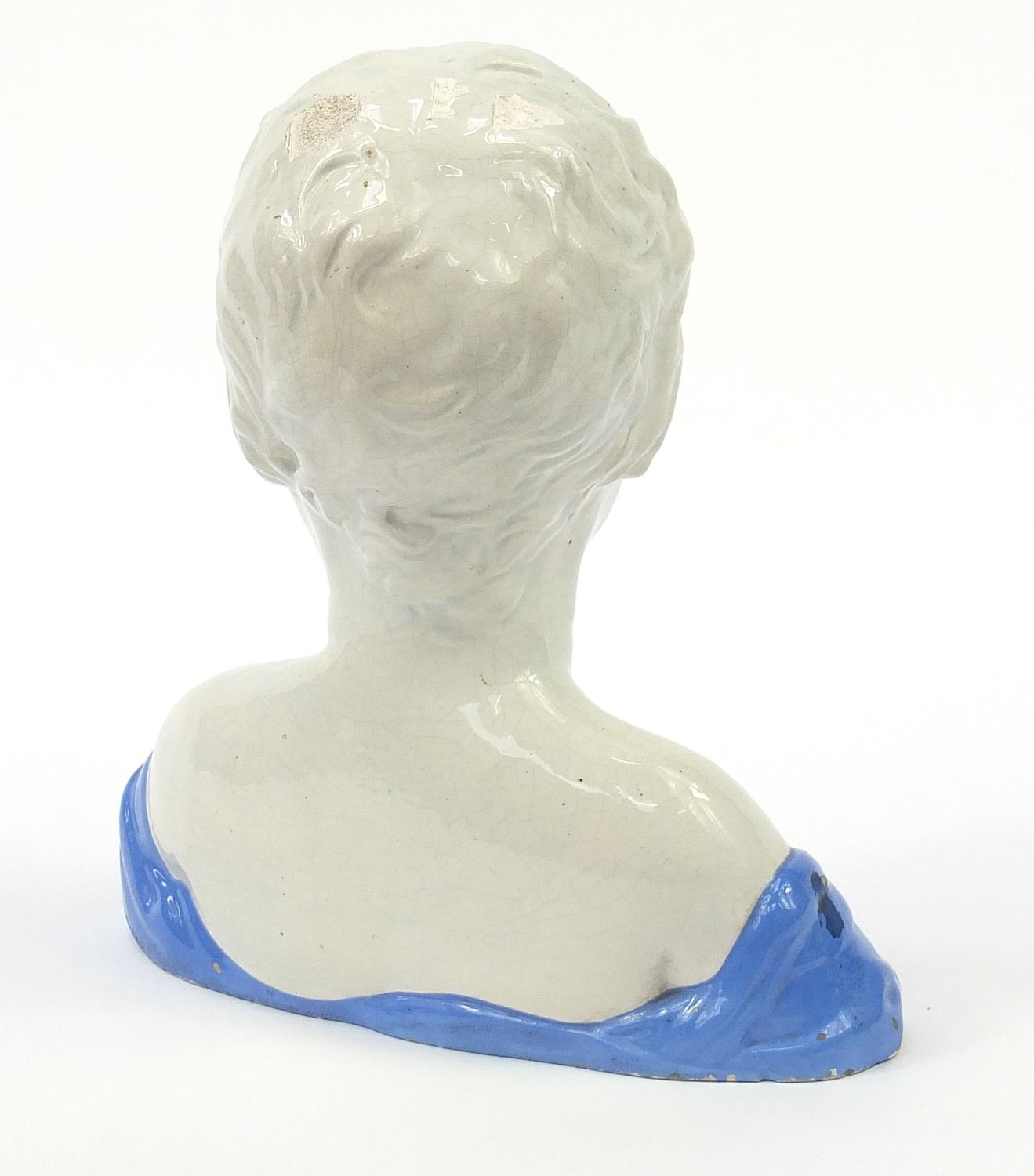 Italian pottery bust of a child, 31cm high :For Further Condition Reports Please Visit Our - Image 2 of 3