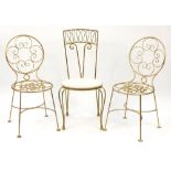Three 1970's Italian design gilt metal chairs including a pair, the largest 93.5cm high :For Further