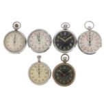 Six vintage and later open face stopwatches and pocket watches including Smith's and Roxedo :For