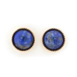 Pair of 9ct gold lapis lazuli stud earrings, 6.5mm in diameter, 0.6g :For Further Condition