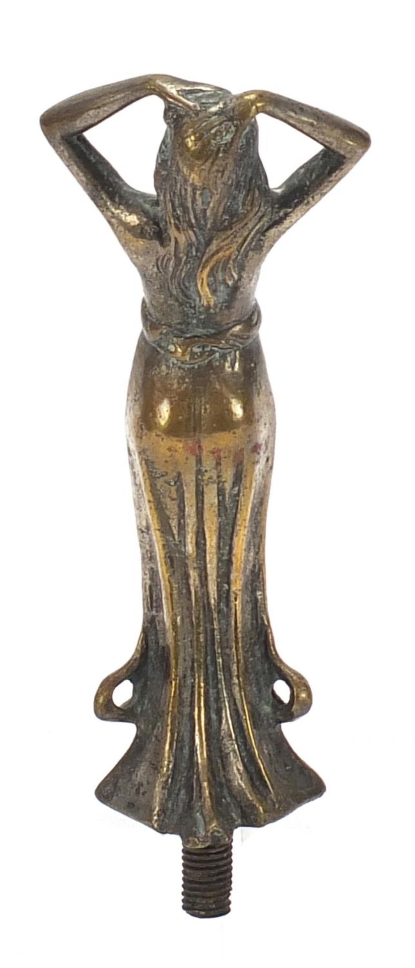 Art Nouveau bronze car mascot in the form of a semi nude female, 18cm high :For Further Condition - Image 2 of 3