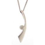 9ct white gold diamond pendant on a 9ct white gold necklace, 2.5cm high and 40cm in length, total