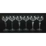 Set of six cut glass wine glasses, 18cm high :For Further Condition Reports Please Visit Our