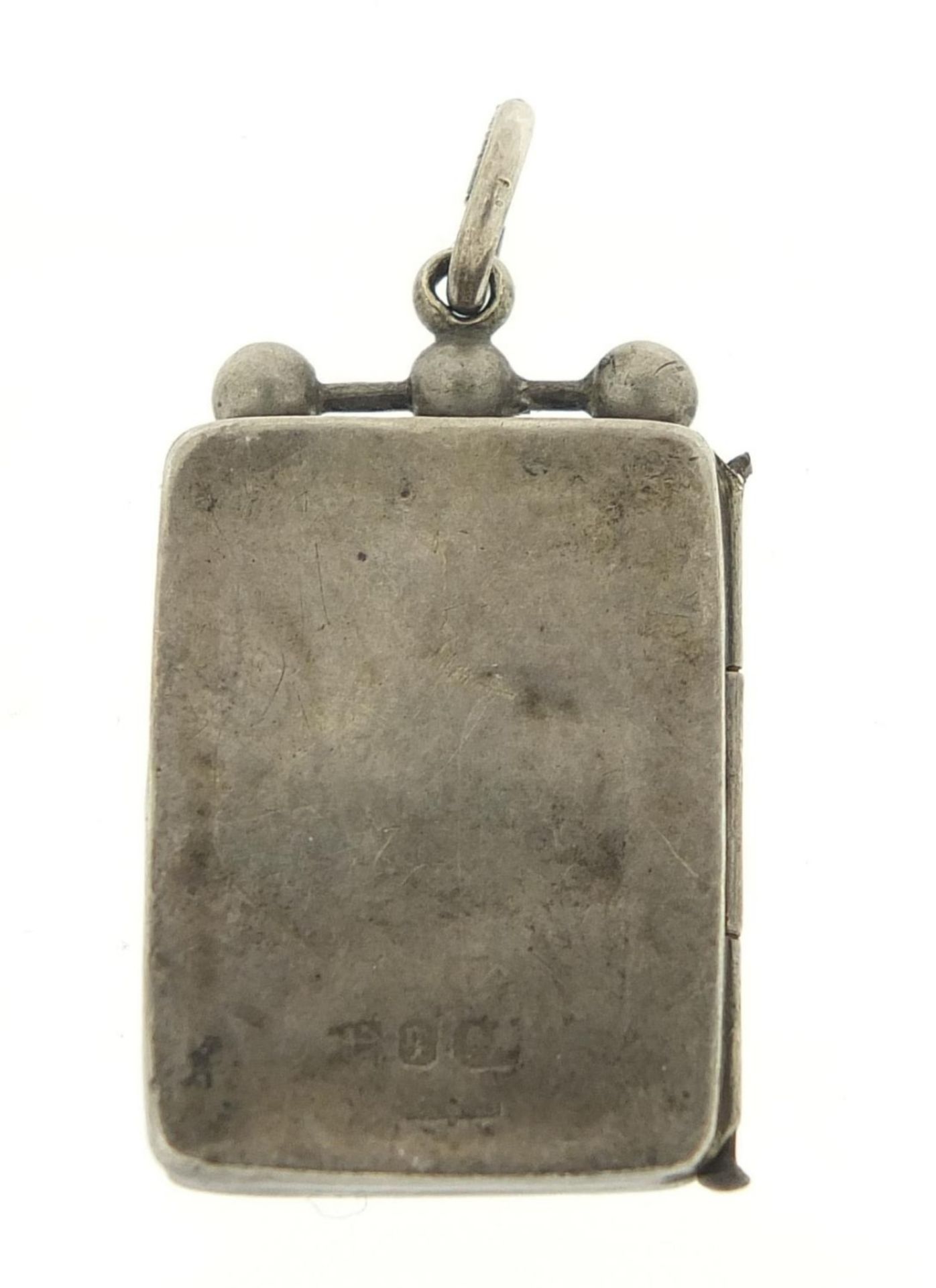 Cricket interest Victorian silver locket, Birmingham 1890, 3.5cm high, 5.6g :For Further Condition - Image 3 of 4