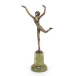 Josef Lorenzl, Austrian Art Deco patinated bronze figurine of a dancing nude female raised on a