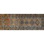 Rectangular Turkish kilim design carpet runner wtith repeat central medallion, 270cm x 104cm :For