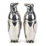 Pair of novelty Art Deco design penguin cocktail shakers, 23cm high :For Further Condition Reports
