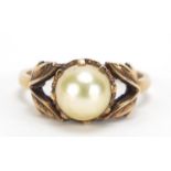 9ct gold pearl ring, size M, 3.5g :For Further Condition Reports Please Visit Our Website, Updated