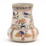 Turkish Kutahya pottery vase hand painted with flowers, 12cm high :For Further Condition Reports