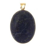 Large 9ct gold lapis lazuli pendant, 5cm high, 16.5g :For Further Condition Reports Please Visit Our