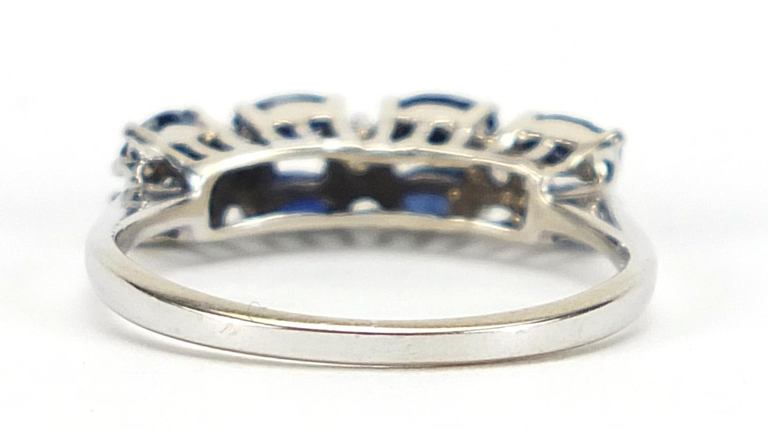 18ct white gold sapphire and diamond two row half eternity ring, size L, 2.1g :For Further Condition - Image 3 of 6