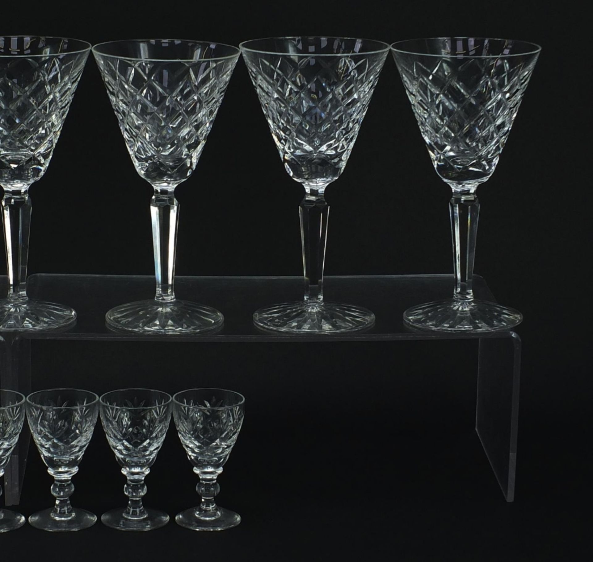 Seven Waterford Crystal wine glasses and set of six Webb & Corbett liqueur glasses, the largest 16. - Image 3 of 4
