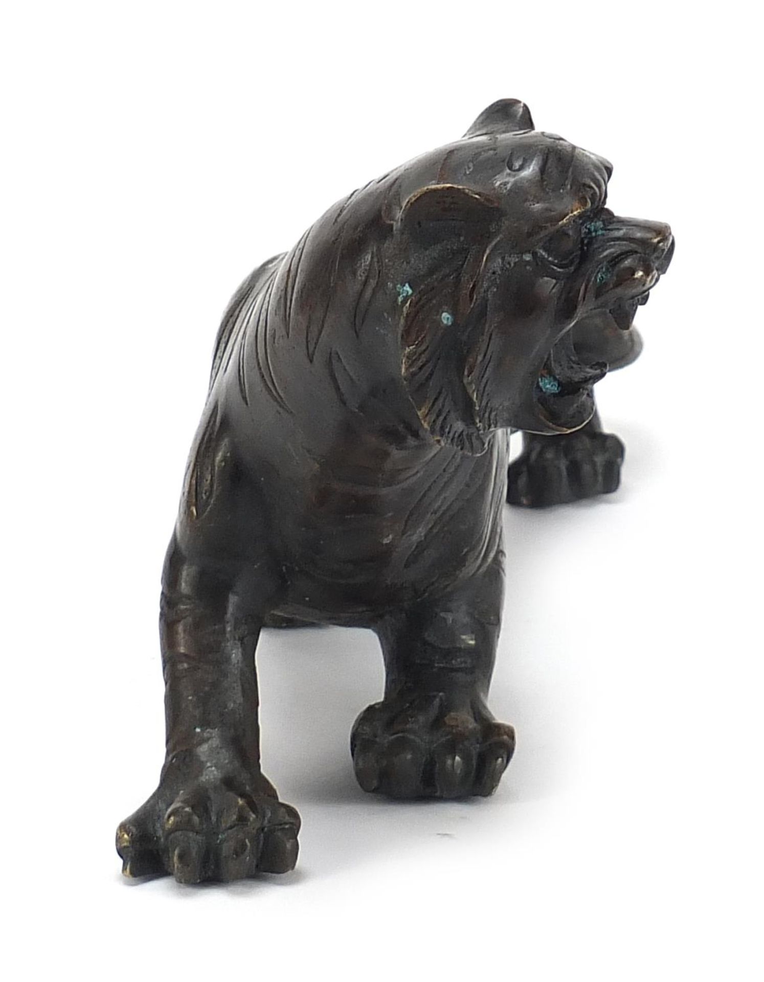 Large Japanese patinated bronze tiger, 31cm in length :For Further Condition Reports Please Visit - Image 3 of 7