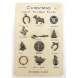 Set of 12 vintage sterling silver Christmas pudding charms :For Further Condition Reports Please