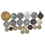 British and World coinage and medallions including two United States of America five cents :For