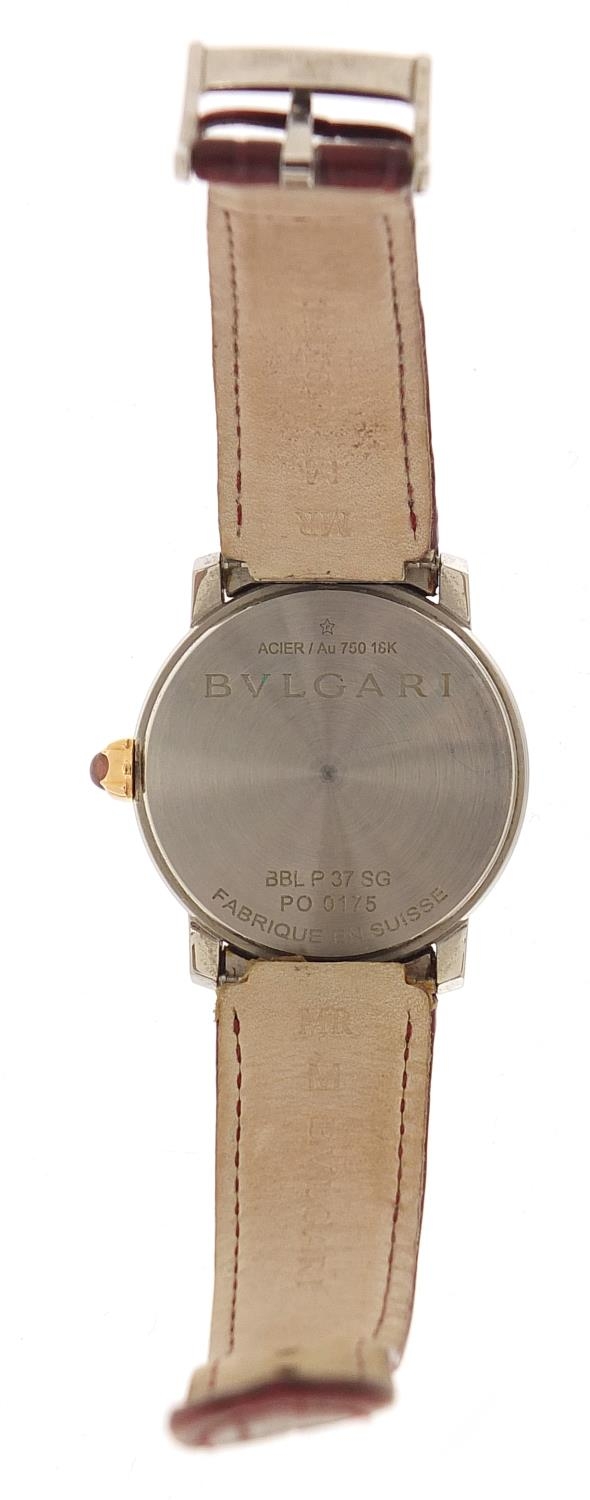 Bvlgari, 18ct gold automatic ladies wristwatch with diamond set mother of pearl dial and cabochon - Image 5 of 11