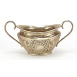 Joseph Gloster Ltd, Victorian silver sugar bowl with demi fluted body, blank cartouche and twin