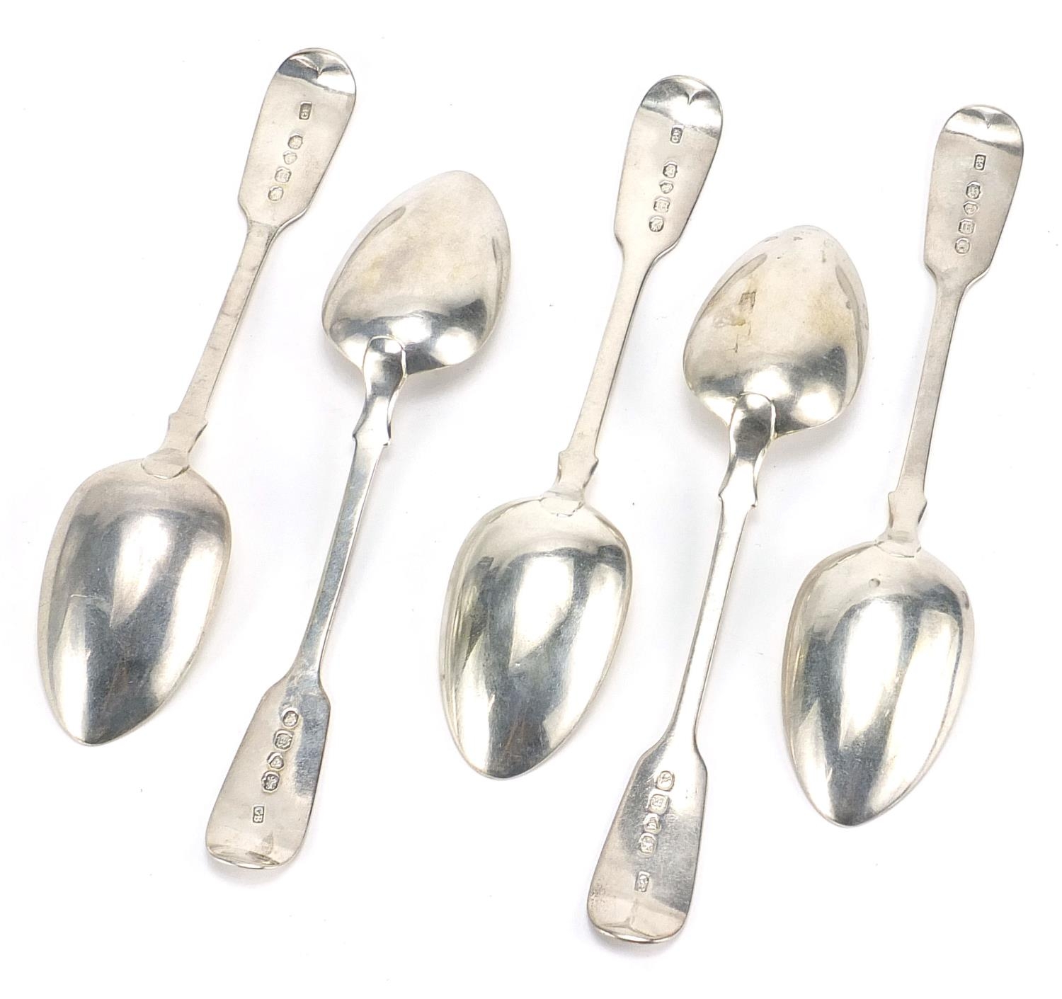 Charles Boyton, set of five Victorian silver spoons, London 1847, 17cm in length, 153.8g :For - Image 4 of 5