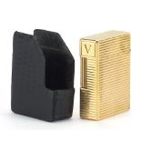 S J Dupont gold plated pocket lighter with slip case, 5cm high :For Further Condition Reports Please