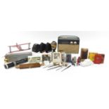 Sundry items including vintage radio, Marvel figures and a Greenkat spotting scope :For Further