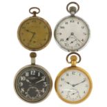 Four vintage and later gentlemen's open face pocket watches including one military interest, the