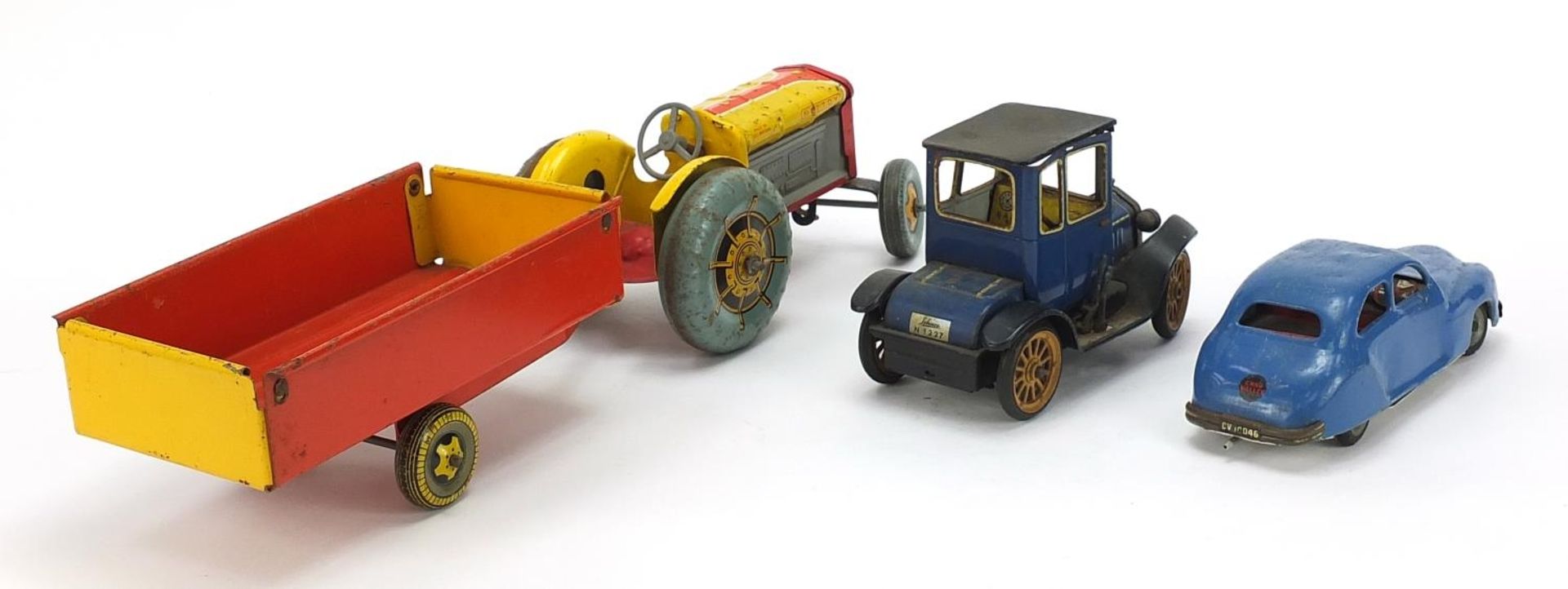 Antique and later tinplate toys comprising a Schuco Ford Coupet 1917, Chad Valley Harborme car and a - Image 4 of 6