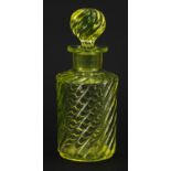 Uranium writhen glass perfume bottle, possibly Baccarat, 20cm high :For Further Condition Reports